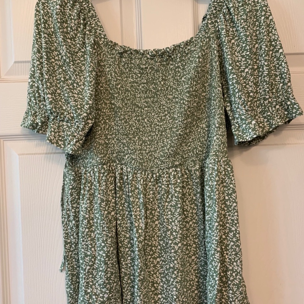 Green floral babydoll top